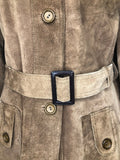 womens  waist belt  vintage  Urban Village Vintage  urban village  Suede Jacket  Suede  Rounded collar  pockets  MOD  long sleeve  Jacket  collar  coat  button down  big collar  Belted waist  belted jacket  belted  belt  60s  1960s  10