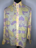 Yellow  vintage  Urban Village Vintage  urban village  Shirt  retro  purple  MOD  Mens Shirts  mens  long sleeves  long sleeve  L  button  balloon sleeves  60s  1960s