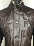 vintage  mens  Leather Jacket  Leather  L  Jacket  Howard Stone  brown  70s  1970s