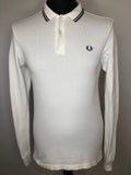 Fred Perry Twin Tipped Long Sleeve Polo Shirt in White - Size M Slim Fit