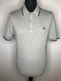 Fred Perry Three Button Knitted Polo Top in Grey - Size M