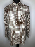 Vintage 1970s Gingham Check Dagger Collar Shirt in Brown - Size XL