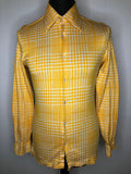 Yellow  vintage  Urban Village Vintage  urban village  The mans shop  summer shirt  summer  slim fit  slim  Shirt  S  retro  patterned  pattern  party  MOD  Mens Shirts  mens  long sleeve  harrods  Dogtooth check  dagger collar  collar  button  70s  1970s