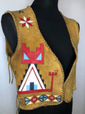 Rare Vintage 1960s Native American Navajo Short Waistcoat in Tan - Size S-M