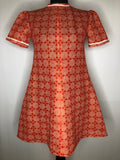 Vintage 1960s Floral Diamond Pattern Mod A-Line Dress in Red - Size UK 12