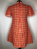 womens  vintage  trims  round neck  retro  red  mod dress  MOD  long sleeve  floral  dress  diamond print  bell sleeve  60s  1960s  12