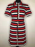 womens  vintage  Urban Village Vintage  urban village  summer dress  summer  striped dress  striped  red  multi  dress  dagger collar  Blue  70s  70  1970s  12