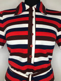 womens  vintage  Urban Village Vintage  urban village  summer dress  summer  striped dress  striped  red  multi  dress  dagger collar  Blue  70s  70  1970s  12