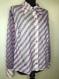 womens shirt  womens  vintage  Urban Village Vintage  top  shirt  purple  circle print  blouse  beagle collar  balloon sleeve  60s  1960s  16