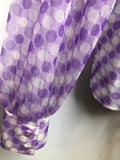 womens shirt  womens  vintage  Urban Village Vintage  top  shirt  purple  circle print  blouse  beagle collar  balloon sleeve  60s  1960s  16