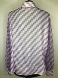 womens shirt  womens  vintage  Urban Village Vintage  top  shirt  purple  circle print  blouse  beagle collar  balloon sleeve  60s  1960s  16