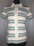 1970s Stripe Zip Front Blouse  - Size UK 12