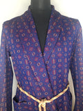 vintage  Urban Village Vintage  smoking jacket  robe  print  mens  L  dressing gown  blue