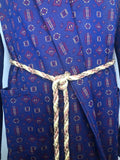 vintage  Urban Village Vintage  smoking jacket  robe  print  mens  L  dressing gown  blue