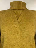 yellow  womens  vintage  Urban Village Vintage  urban village  St Michael  Shetland Wool  roll neck  retro  mustard  MOD  Gold stripe  gold linnig  elasticated  70s  70  1970s  14