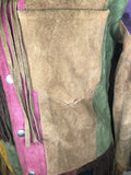 western  vintage  Urban Village Vintage  tan  Suede Jacket  suede fringing  Suede  s  Rare  patchwork  patch work  Mens jacket  mens  jacket  hippie  fringed  fringe  festival  brown  bohemian  70s  70  1970s