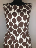 womens  white  vintage  sleevless  retro  polyester  MOD  layered  dress  circle print  brown  back zip  60s  1960s  12