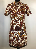 1960s Paisley Print Collared Dress - Size UK 10