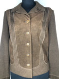 1960s Suede Front Knitted Jacket by Ina Modell - Size UK 14