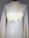 bell sleeve  angel sleeve  bow detail  12  white  frill sleeve  cream  womens  vintage  Urban Village Vintage  maxi dress  long sleeve  hippy  dress  boho  70s  1970s