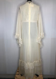 bell sleeve  angel sleeve  bow detail  12  white  frill sleeve  cream  womens  vintage  Urban Village Vintage  maxi dress  long sleeve  hippy  dress  boho  70s  1970s