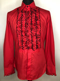 1970s Style Retro Tuxedo Shirt in Red by Chenaski - Size M