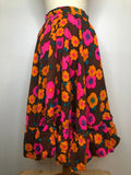 1970s Floral Print Frill Hem Skirt - Size UK 6