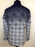 White  vintage  Urban Village Vintage  urban village  retro  Print  patterned  mens  long sleeve  L  Globe Trotter  diamond print  dagger collar  collar  button fastening  Blue  70s  1970s