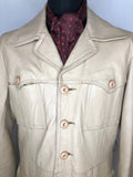 vintage  safari style  Safari jacket  safari  mens  Leather Jacket  Leather  L  Jacket  Fitted  camel  Belted waist  belted jacket  belted  beige  70s  1970s
