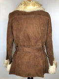 womens  vintage  Suede  Sheepskin  coat  brown  70s  1970s  12