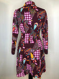 womens  vintage  Urban Village Vintage  urban village  summer dress  retro  purple  psychedelic  psych  MOD  long sleeved  hippy  hippie  decorative buttons  collar  button  70s  70  1970s