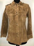 1970s Suede Fitted Shirt Jacket by Leathercraft of Malvern - Size UK 10