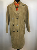 1970s Faux Suede Double Breasted Coat - Size UK 16