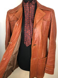 vintage  Urban Village Vintage  urban village  safari style  Safari jacket  safari  pockets  mens  M  long sleeve  Leather Jacket  Leather  jacket  coat  brown  70s  1970s