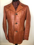 vintage  Urban Village Vintage  urban village  safari style  Safari jacket  safari  pockets  mens  M  long sleeve  Leather Jacket  Leather  jacket  coat  brown  70s  1970s