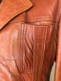 vintage  Urban Village Vintage  urban village  safari style  Safari jacket  safari  pockets  mens  M  long sleeve  Leather Jacket  Leather  jacket  coat  brown  70s  1970s