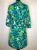 womens  vintage  sleevless  retro  pockets  multi  MOD  Green  dress  cowl neck  cowl  back zip  60s  1960s  10