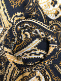 yellow  womens  vintage  v-neck design  Strelitz  retro  paisley print  long sleeve  large collar  dress  black  belted  70s  1970s