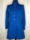 womens  vintage  retro  long sleeve  Herman Geist  dress  dagger collar  button up  button  blue  70s  1970s