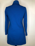 womens  vintage  retro  long sleeve  Herman Geist  dress  dagger collar  button up  button  blue  70s  1970s