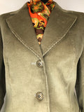 womens jacket  womens  vintage  Three Button  MOD  long sleeves  Long sleeved top  long sleeve  Jacket  Green  corduroy  Blazer  belted blazer  70s  3 button  1970s