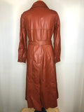 womens jacket  womens coat  womens  waist belt  vintage  Urban Village Vintage  urban village  trench  pockets  long length coat  long  lining  Leather Jacket  Leather  large pointed collar  Jacket  coat  button  brown  Belted waist  belted jacket  belt  70s  70  1970s  10