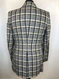 vintage  Urban Village Vintage  urban village  retro  Navy Blue  mens  large check  lapels  Jacket  cream  coat  checkered  checked  check lining  check coat  check  button down  button  Bruce Corman  brown  Blazer