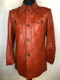 1970s Dagger Collar Leather Jacket in Tan - Size M