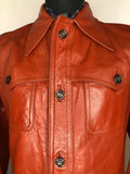 vintage  Urban Village Vintage  urban village  pockets  mens  M  long sleeve  Leather Jacket  Leather  jacket  coat  brown  70s  1970s