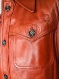 vintage  Urban Village Vintage  urban village  pockets  mens  M  long sleeve  Leather Jacket  Leather  jacket  coat  brown  70s  1970s