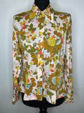 1970s Floral Dagger Collar Shirt - UK 14