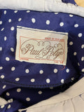 zip back  ww2  WW11  woodstock  womens  white polka dot  white  vintage  urban village  round collar  rockabilly  retro  pussy bow  princess diana  Polka Dot  pin up  neck tie  Navy  long length  long dress  long  bow tie collar  bow tie  Blue  70s  70  1970s  1950s  1940s  14