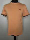 Fred Perry Peach/Black Crew Neck T-Shirt - Size M