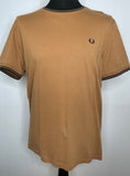 Fred Perry Tan Brown/Black Crew Neck T-Shirt - Size XL